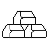 Line drawing of three sugar cubes stacked on top of each other vector