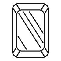 Rectangular mirror with rounded corners reflecting light beams icon vector