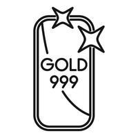 Gold ingot shining with two stars representing high quality and value vector