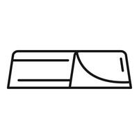 Opened chocolate bar with one piece being broken off line icon vector