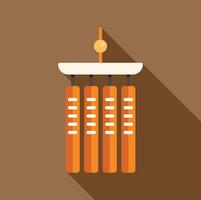 Orange wind chime with long shadow on brown background vector