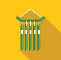 Green bamboo wind chime hanging and making calming sounds vector