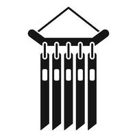 Simple five tubes wind chime hanging from wooden bar icon vector