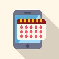 Smartphone showing menstrual cycle tracking app with period calendar vector