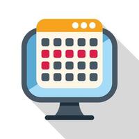 Computer displaying calendar with marked dates for planning and scheduling vector