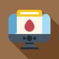 Online blood donation concept with blood drop icon on a computer screen vector