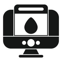 Computer showing water drop icon for hydrology research vector
