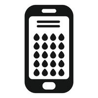 Smartphone showing water drops icon on screen for water tracker app vector