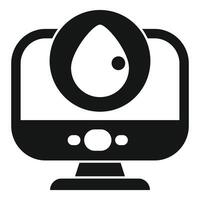 Computer showing water drop icon for h2o analysis vector
