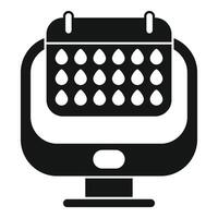 Online menstrual cycle tracking app icon showing period calendar vector