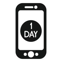 Smartphone showing one day remaining icon vector