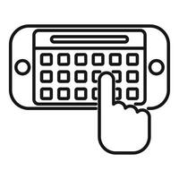 Finger touching smartphone screen with digital keyboard for typing message vector