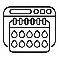 Online menstrual cycle tracking app icon showing period calendar vector