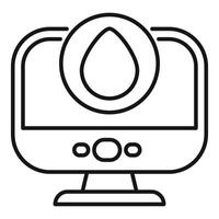 Computer showing water drop icon for liquid cooling system vector