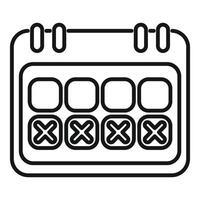 Calendar showing week with crossed out days icon vector
