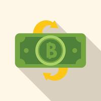 Bitcoin cashback concept with banknote and arrows rotating around vector