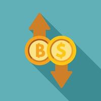 Bitcoin increasing while dollar decreasing showing cryptocurrency investment success vector