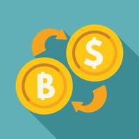 Bitcoin coin converting to us dollar coin, cryptocurrency exchange concept vector