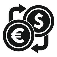 Euro dollar exchange rate with rotating arrows icon vector