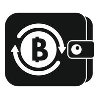 Bitcoin cryptocurrency rotating inside digital wallet icon vector