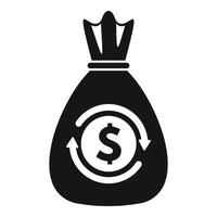 Money bag with rotating arrows icon representing cashflow vector