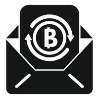 Email containing bitcoin cryptocurrency being transferred online vector