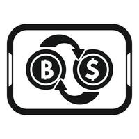 Smartphone converting bitcoin to dollar icon vector