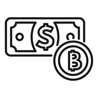 Bitcoin replacing dollar concept icon with cryptocurrency replacing fiat money vector