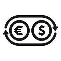 Currency exchange showing us dollar and euro converting icon vector