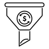 Sales funnel converting traffic into money with recurring payments icon vector