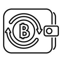 Bitcoin cryptocurrency rotating inside digital wallet icon vector