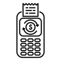 Mobile bank terminal printing a receipt and showing money circulation vector