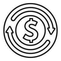 Money circulation system showing investment return vector