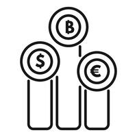 Cryptocurrency trading platform connecting bitcoin dollar and euro currency symbols vector