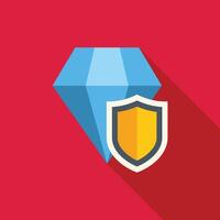 Shield protecting shiny diamond representing security and insurance vector