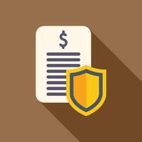 Shield protecting financial document invoice bill payment security icon vector