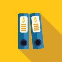 Two office binders containing financial documents with dollar signs vector
