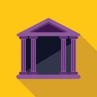 Purple ancient building with columns is standing on yellow background vector