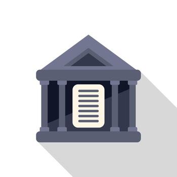 Ancient greek building with columns displaying important document icon vector