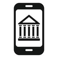 Mobile banking app showing bank building icon vector