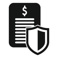Shield protecting financial document icon representing secure transaction vector