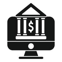 Online banking system showing bank on computer screen vector