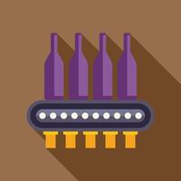 Wine bottles moving on conveyor belt in factory vector