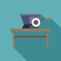 Grinding machine standing on wooden table in workshop vector