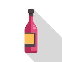 Wine bottle with long shadow flat design icon vector