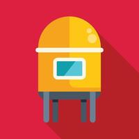 Yellow futuristic building with round roof flat icon with long shadow vector