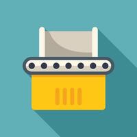 Conveyor belt moving product in factory flat design icon vector