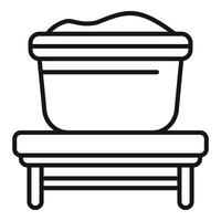 Container full of sand standing on bench outline vector