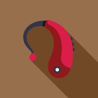 Red hearing aid improving hearing loss problem icon vector