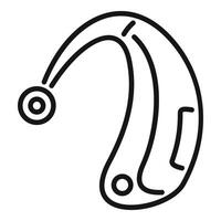Hearing aid device improving hearing icon thin line vector